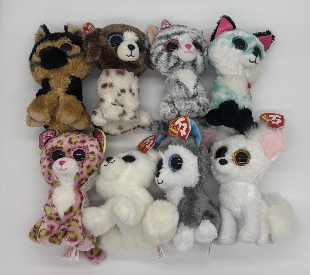 Ty Beanie Boos Mini Plush Beanbag Stuffed Animal Lot of 8 Assorted Animals